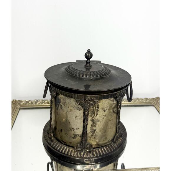 Antique Neoclassical Style Brass Lidded BoxJewelry Box Biscuit Tin Storage